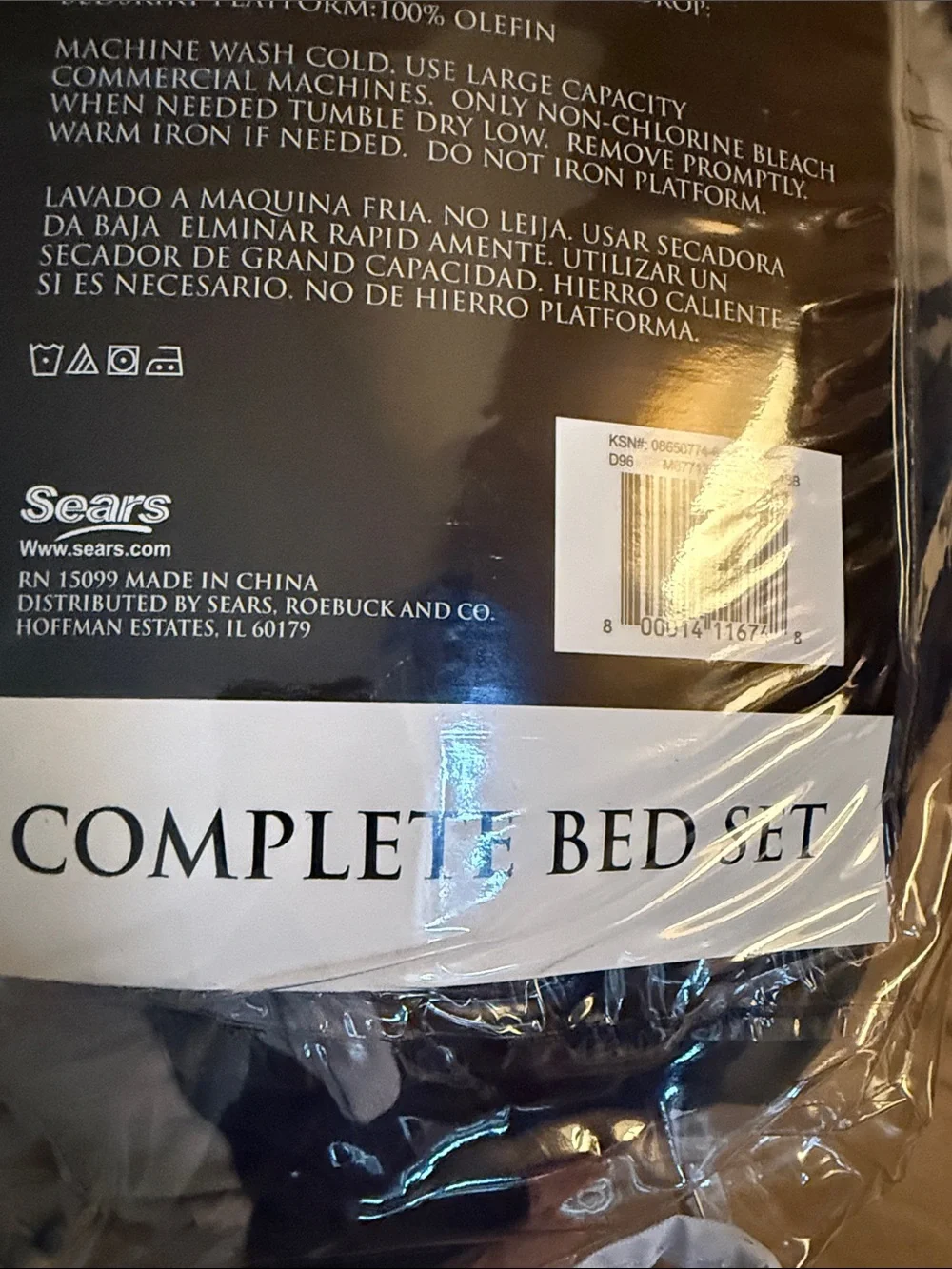 Sears Navy and Grey Reversible Comforter Complete Bed Set